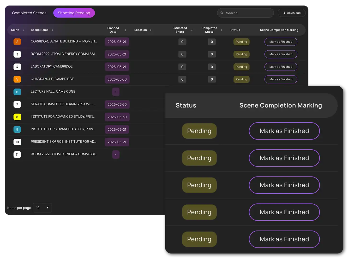 Real-time shooting progress tracking